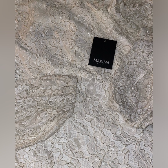 NWT Marina Lace Dress, Size 10, Ivory w/ slight gold lace - Picture 5 of 9